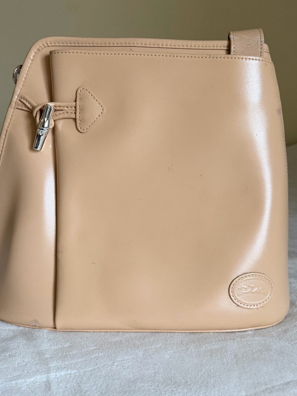 Vintage Longchamp Beiges Leather Shoulder Bag